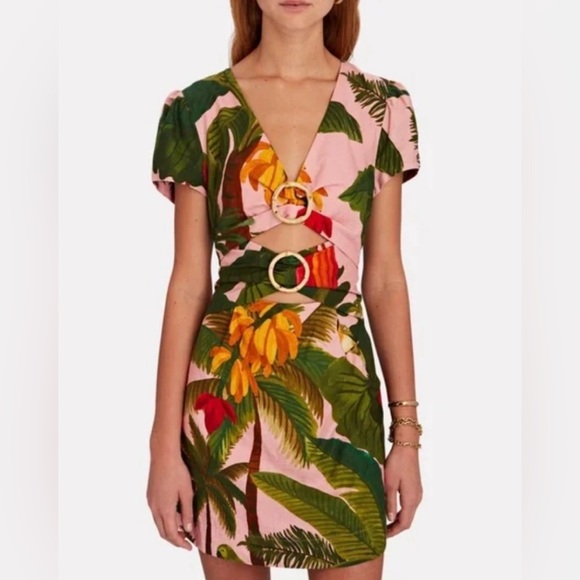 Gorgeous FARM Rio Mini Dress- Pink Cocoa Forest-        Sz. S- NWT - Picture 13 of 16